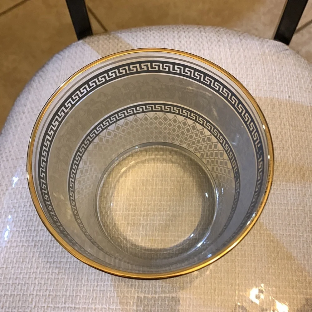 Vintage 1950’s Jeanette glass Blue Patrician‎ Greek Roman chariot ice bucket.